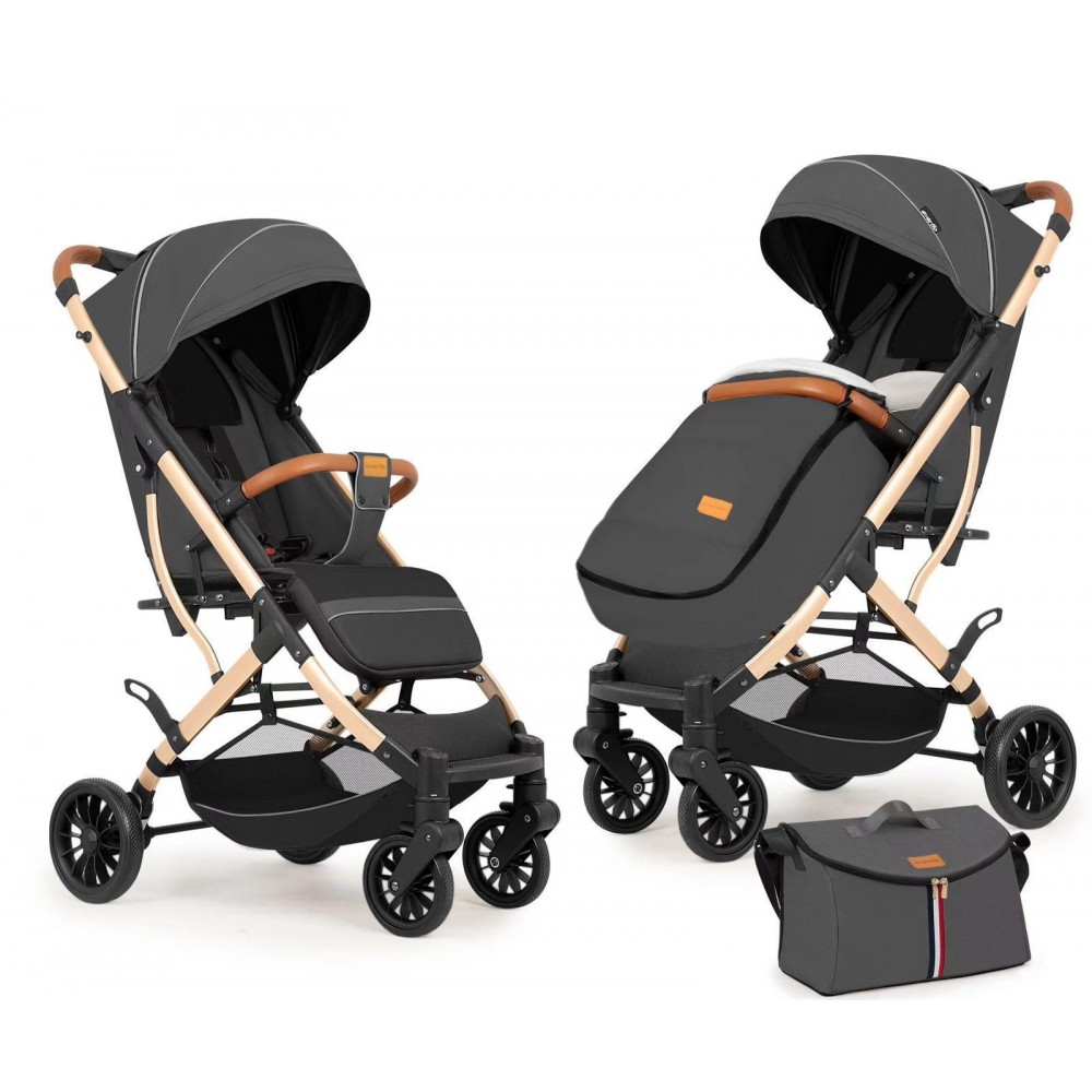 Carucior sport cu geanta si husa pentru picioare, pliere rapida tip troller, 6-36 luni, S2-Gri