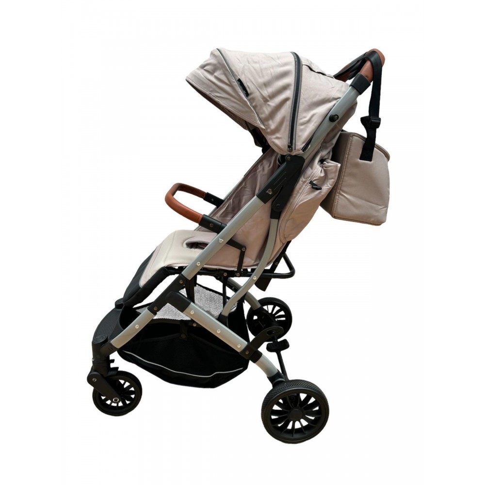 Carucior sport cu geanta si husa pentru picioare, pliere rapida tip troller, 6-36 luni, S2-Crem