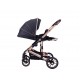 Carucior 2 in 1 transformabil, 0-36 luni, Cu suspensii, Maner reversibil, Pozitie de somn si sezut, colectia de lux, F3-Negru