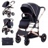 Carucior 2 in 1 transformabil, 0-36 luni, Cu suspensii, Maner reversibil, Pozitie de somn si sezut, colectia de lux, F3-Negru