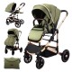 Carucior 2 in 1 transformabil, 0-36 luni, Cu suspensii, Maner reversibil, Pozitie de somn si sezut, colectia de lux, F3-Verde