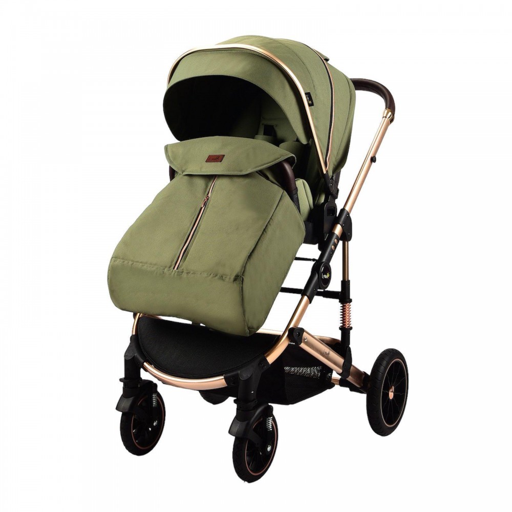 Carucior 2 in 1 transformabil, 0-36 luni, Cu suspensii, Maner reversibil, Pozitie de somn si sezut, colectia de lux, F3-Verde