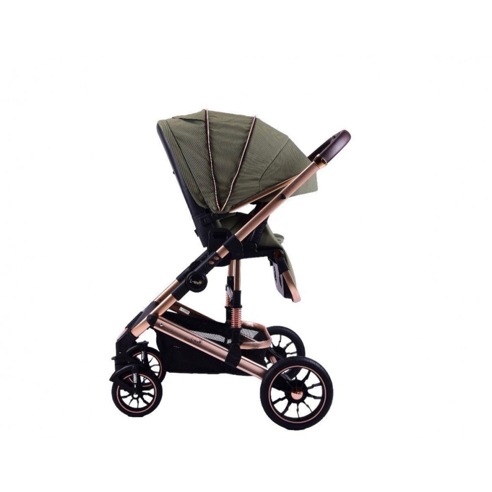 Carucior 2 in 1 transformabil, 0-36 luni, Cu suspensii, Maner reversibil, Pozitie de somn si sezut, colectia de lux, F3-Verde