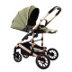 Carucior 2 in 1 transformabil, 0-36 luni, Cu suspensii, Maner reversibil, Pozitie de somn si sezut, colectia de lux, F3-Verde