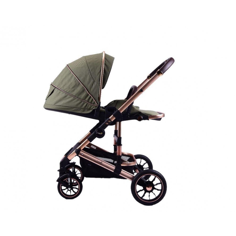 Carucior 2 in 1 transformabil, 0-36 luni, Cu suspensii, Maner reversibil, Pozitie de somn si sezut, colectia de lux, F3-Verde