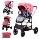 Carucior 2 in 1 transformabil, 0-36 luni, Cu suspensii, Maner reversibil, Pozitie de somn si sezut, colectia de lux, F3-Roz