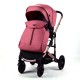 Carucior 2 in 1 transformabil, 0-36 luni, Cu suspensii, Maner reversibil, Pozitie de somn si sezut, colectia de lux, F3-Roz
