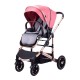 Carucior 2 in 1 transformabil, 0-36 luni, Cu suspensii, Maner reversibil, Pozitie de somn si sezut, colectia de lux, F3-Roz