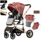Carucior 2 in 1 transformabil, 0-36 luni, Cu suspensii, Maner reversibil, Pozitie de somn si sezut, colectia de lux, F3-Roz