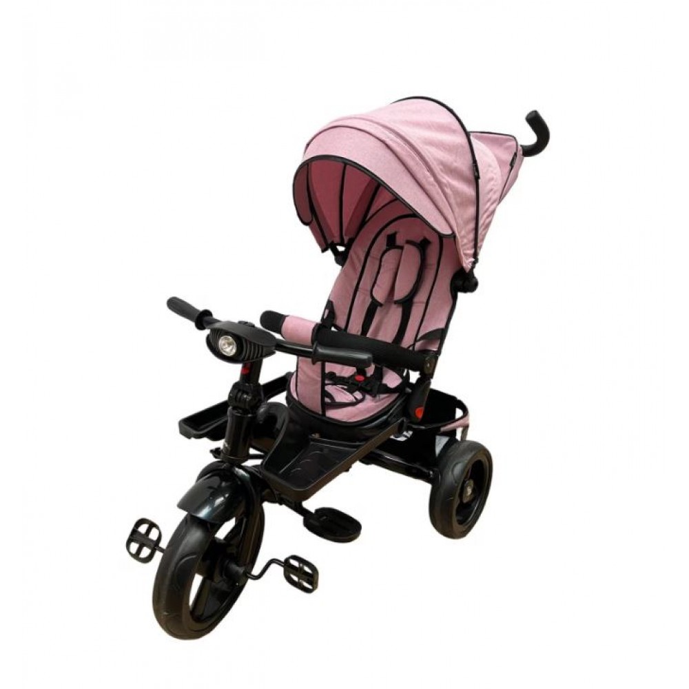 Tricicleta multifunctionala, Roti Din Spuma  cu scaun reversibil si pozitie de somn, 8 luni-5 ani, SL02-Roz