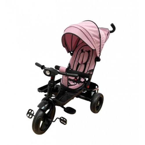 Tricicleta multifunctionala, Roti Din Spuma  cu scaun reversibil si pozitie de somn, 8 luni-5 ani, SL02-Roz