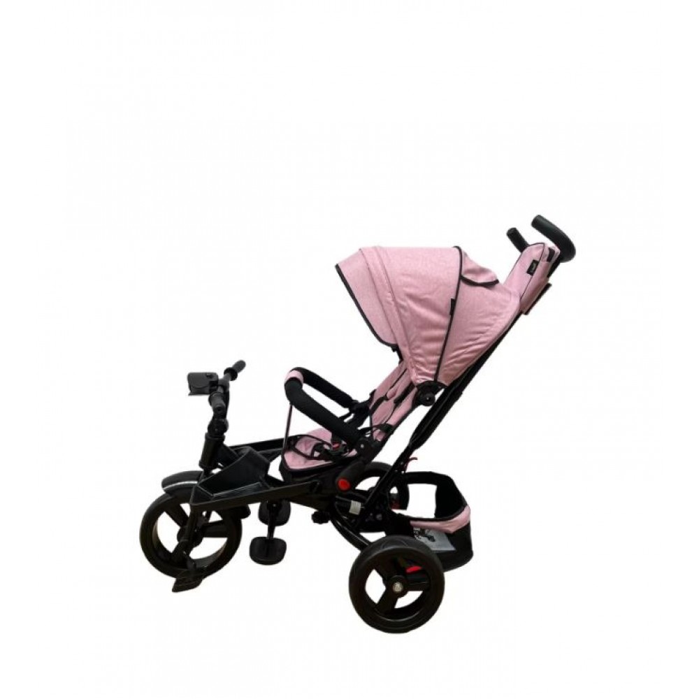 Tricicleta multifunctionala, Roti Din Spuma  cu scaun reversibil si pozitie de somn, 8 luni-5 ani, SL02-Roz