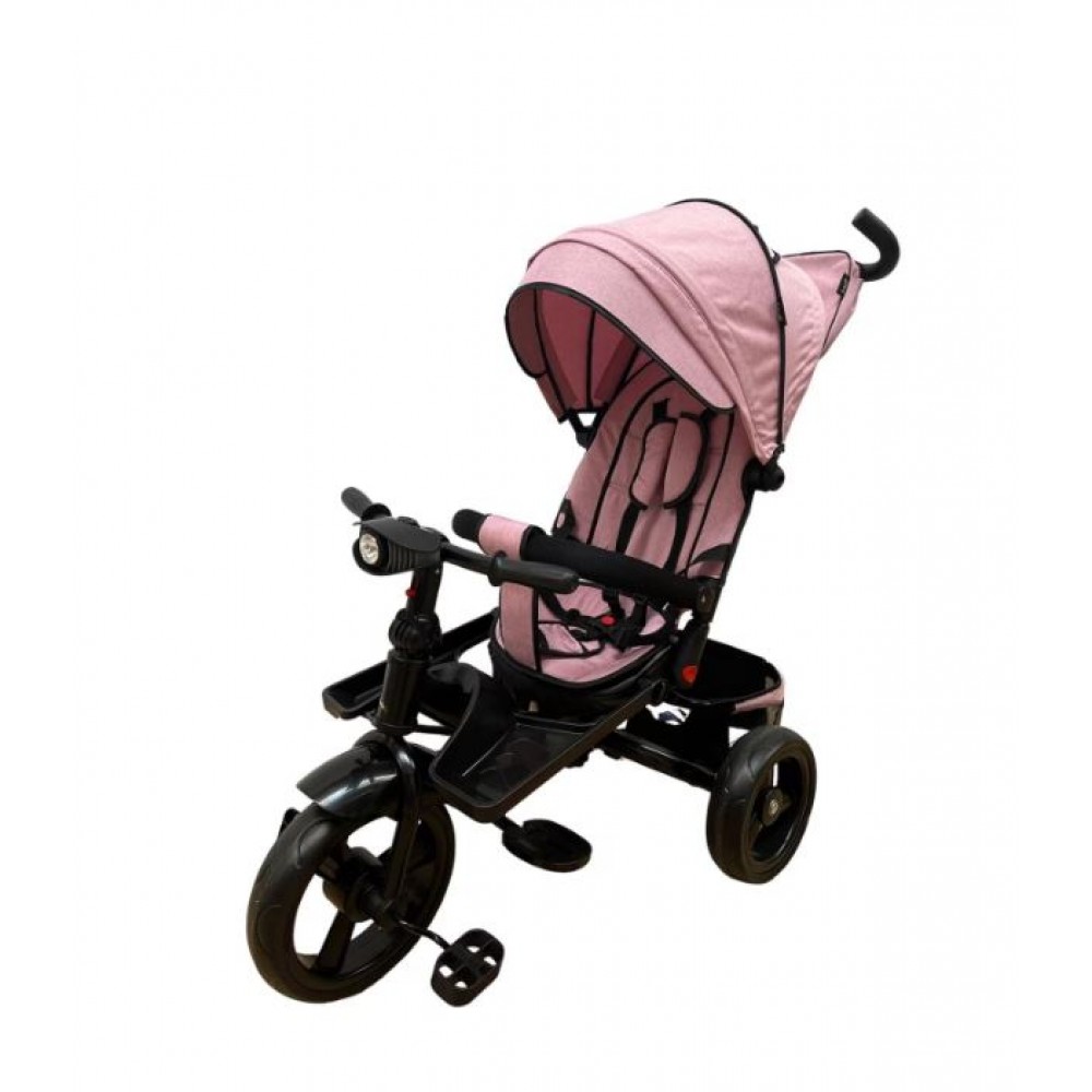 Tricicleta multifunctionala, Roti Din Spuma  cu scaun reversibil si pozitie de somn, 8 luni-5 ani, SL02-Roz