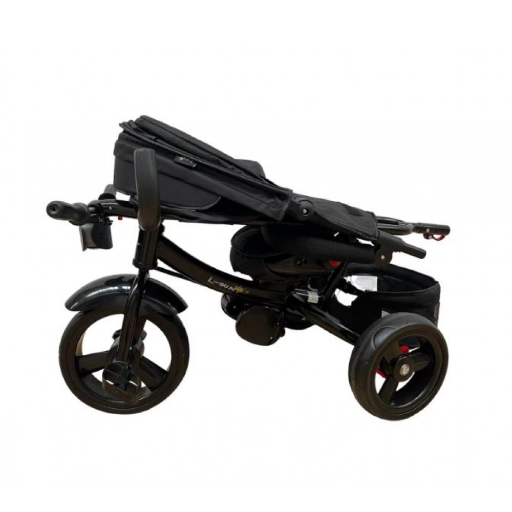 Tricicleta multifunctionala, Roti Din Spuma cu scaun reversibil si pozitie de somn, 8 luni-5 ani, SL02-Negru