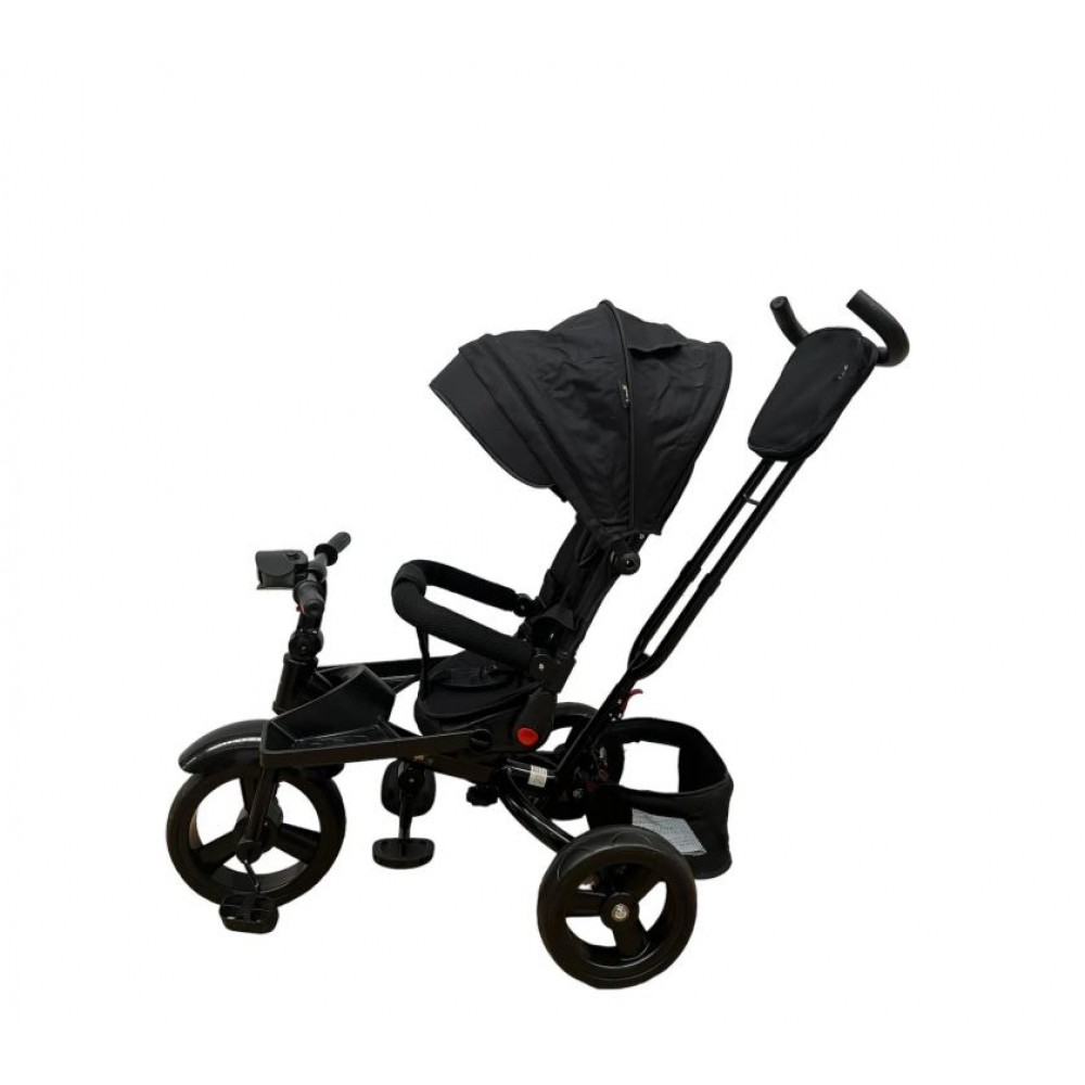 Tricicleta multifunctionala, Roti Din Spuma cu scaun reversibil si pozitie de somn, 8 luni-5 ani, SL02-Negru