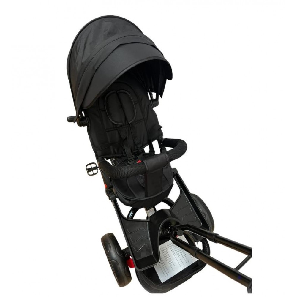 Tricicleta multifunctionala, Roti Din Spuma cu scaun reversibil si pozitie de somn, 8 luni-5 ani, SL02-Negru