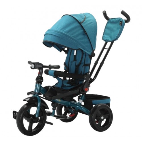 Tricicleta multifunctionala, Roti Din Spuma cu scaun reversibil si pozitie de somn, 8 luni-5 ani, SL02-Turcoaz