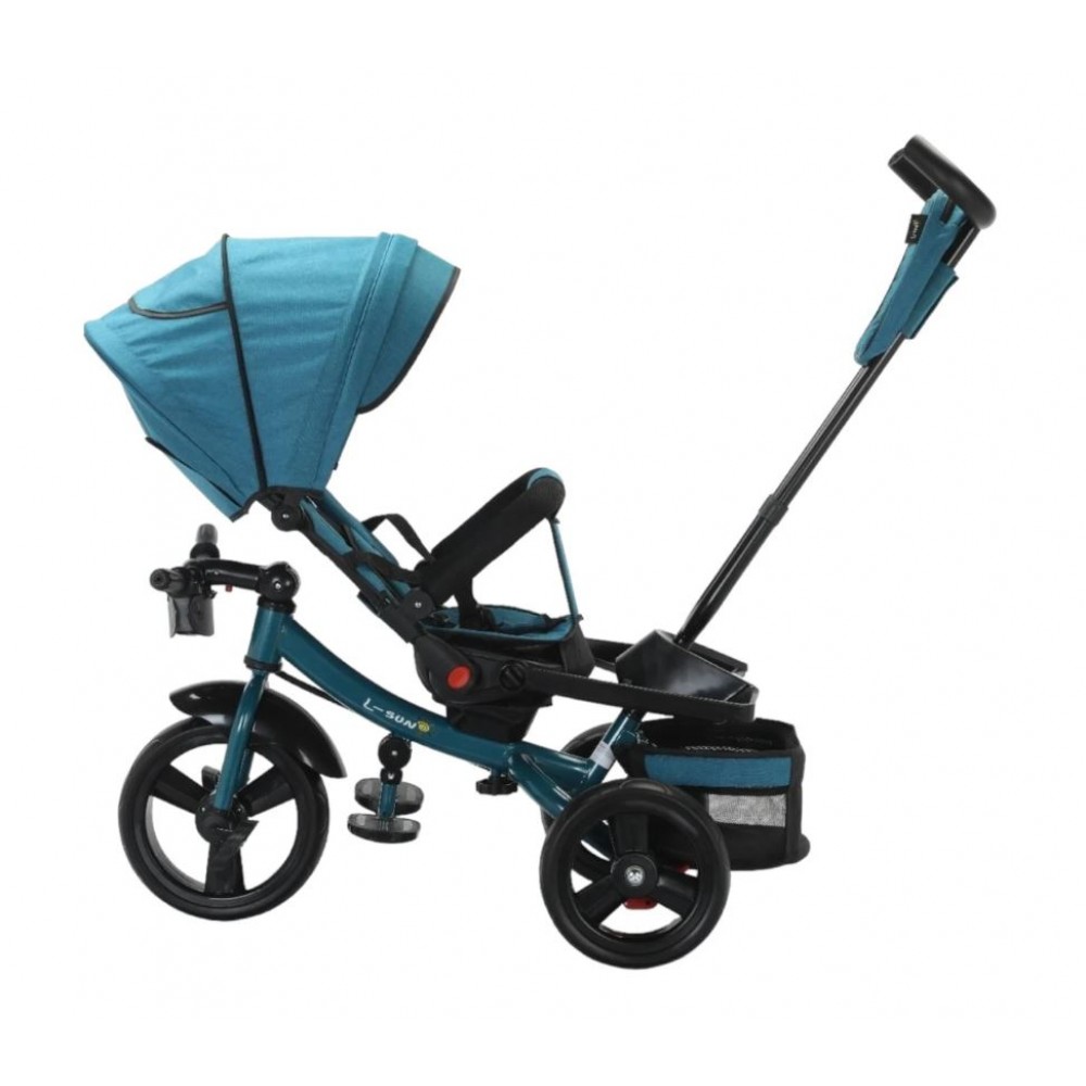Tricicleta multifunctionala, Roti Din Spuma cu scaun reversibil si pozitie de somn, 8 luni-5 ani, SL02-Turcoaz