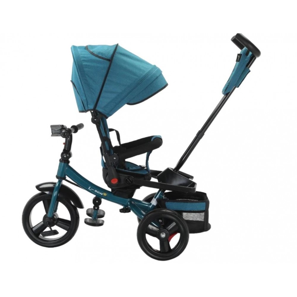 Tricicleta multifunctionala, Roti Din Spuma cu scaun reversibil si pozitie de somn, 8 luni-5 ani, SL02-Turcoaz