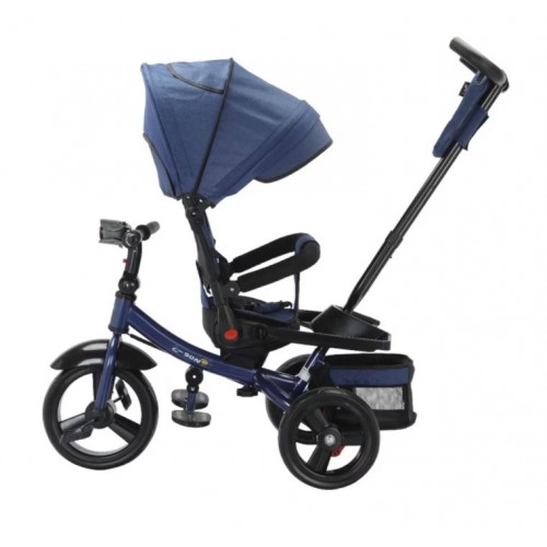 Tricicleta multifunctionala, Roti Din Spuma cu scaun reversibil si pozitie de somn, 8 luni-5 ani, SL02-Albastru