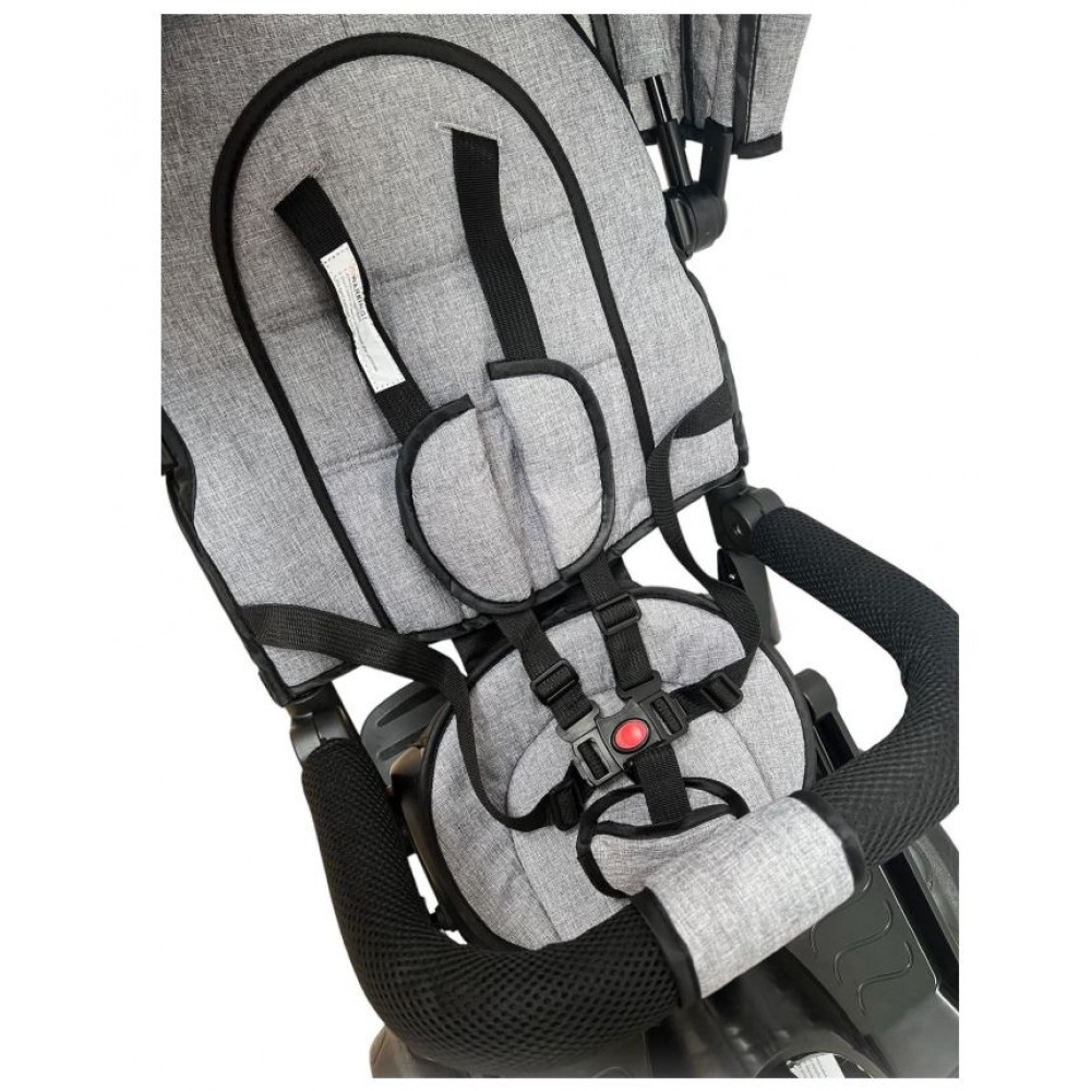 Tricicleta multifunctionala, Roti Din Spuma cu scaun reversibil si pozitie de somn, 8 luni-5 ani, SL02-Gri