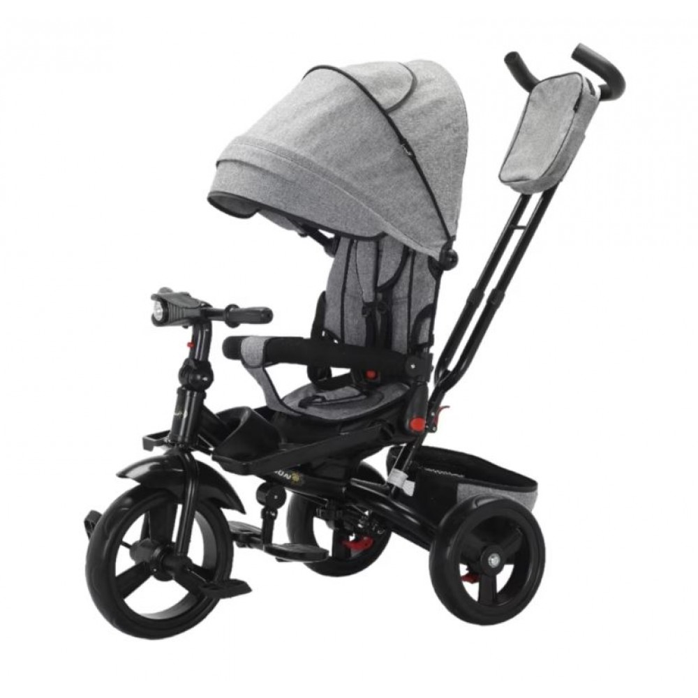 Tricicleta multifunctionala, Roti Din Spuma cu scaun reversibil si pozitie de somn, 8 luni-5 ani, SL02-Gri