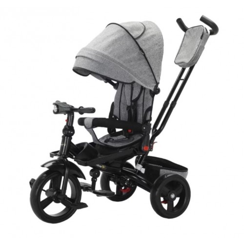 Tricicleta multifunctionala, Roti Din Spuma cu scaun reversibil si pozitie de somn, 8 luni-5 ani, SL02-Gri