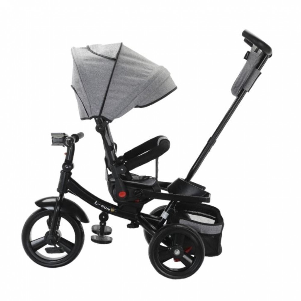 Tricicleta multifunctionala, Roti Din Spuma cu scaun reversibil si pozitie de somn, 8 luni-5 ani, SL02-Gri