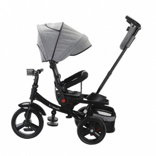 Tricicleta multifunctionala, Roti Din Spuma cu scaun reversibil si pozitie de somn, 8 luni-5 ani, SL02-Gri