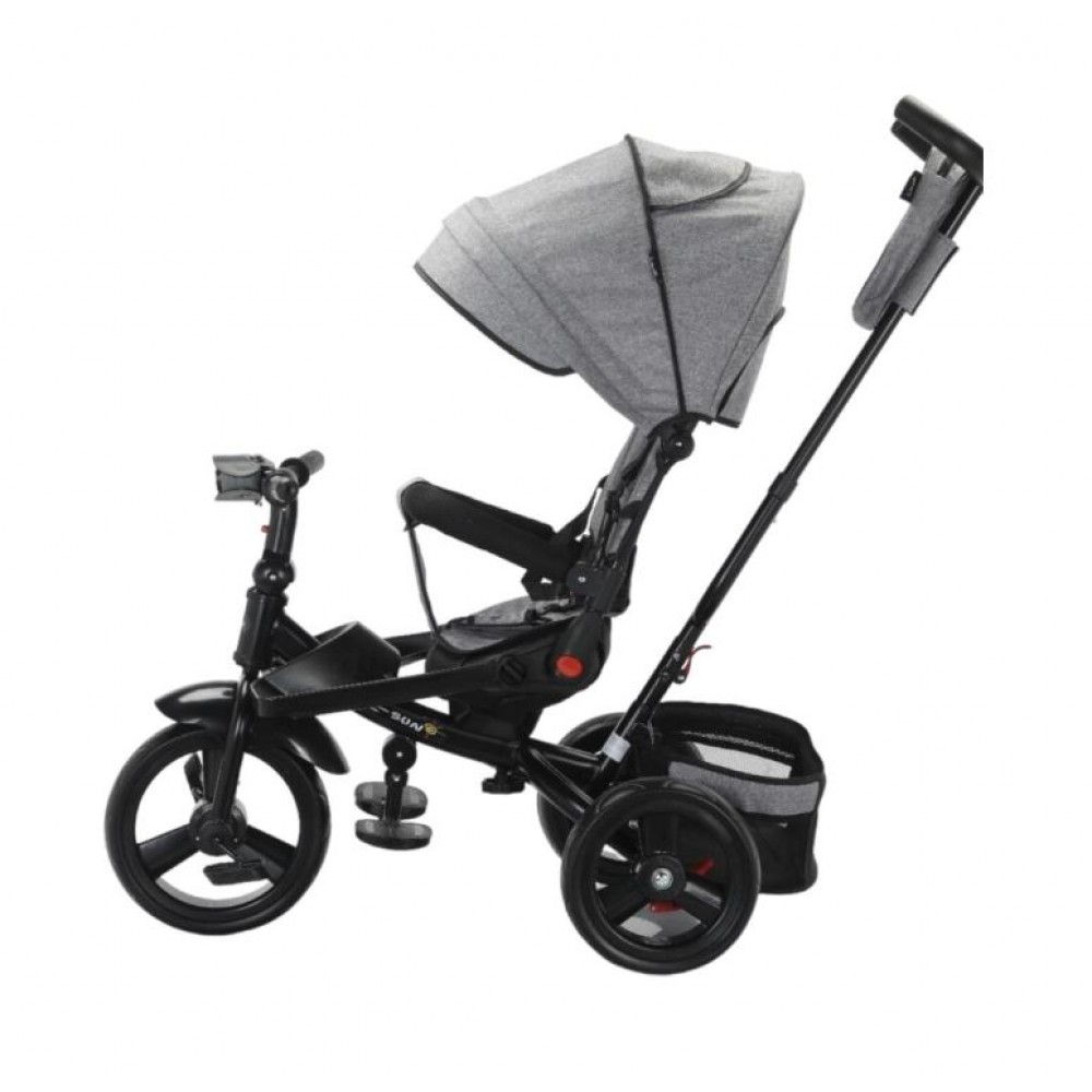 Tricicleta multifunctionala, Roti Din Spuma cu scaun reversibil si pozitie de somn, 8 luni-5 ani, SL02-Gri