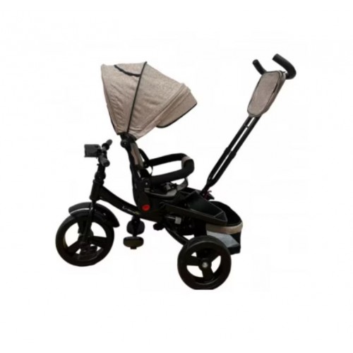 Tricicleta multifunctionala, Roti Din Spuma cu scaun reversibil si pozitie de somn, 8 luni-5 ani, SL02-Bej