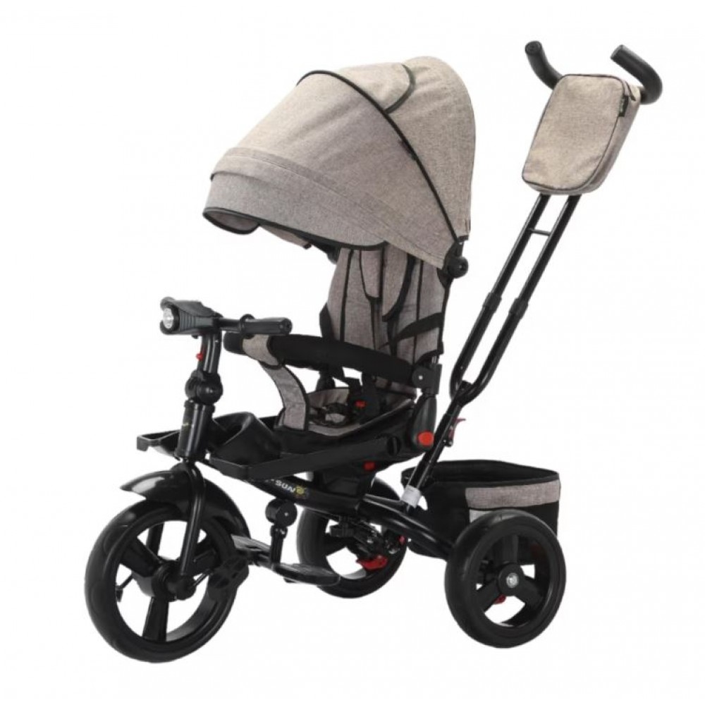 Tricicleta multifunctionala, Roti Din Spuma cu scaun reversibil si pozitie de somn, 8 luni-5 ani, SL02-Bej