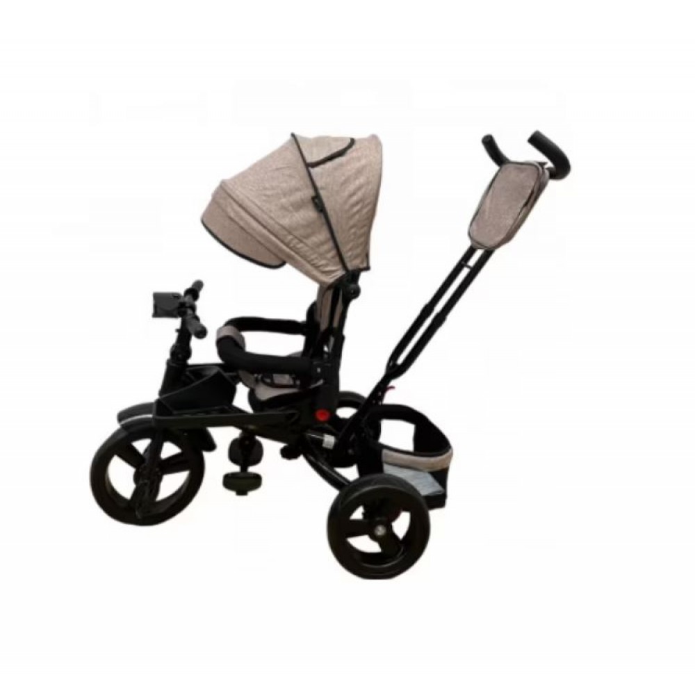 Tricicleta multifunctionala, Roti Din Spuma cu scaun reversibil si pozitie de somn, 8 luni-5 ani, SL02-Bej