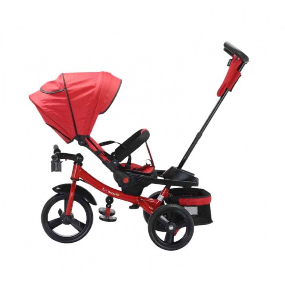 Tricicleta multifunctionala, Roti Din Spuma cu scaun reversibil si pozitie de somn, 8 luni-5 ani, SL02-Rosu