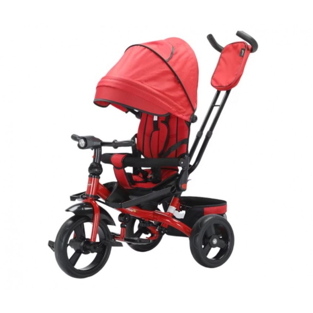 Tricicleta multifunctionala, Roti Din Spuma cu scaun reversibil si pozitie de somn, 8 luni-5 ani, SL02-Rosu