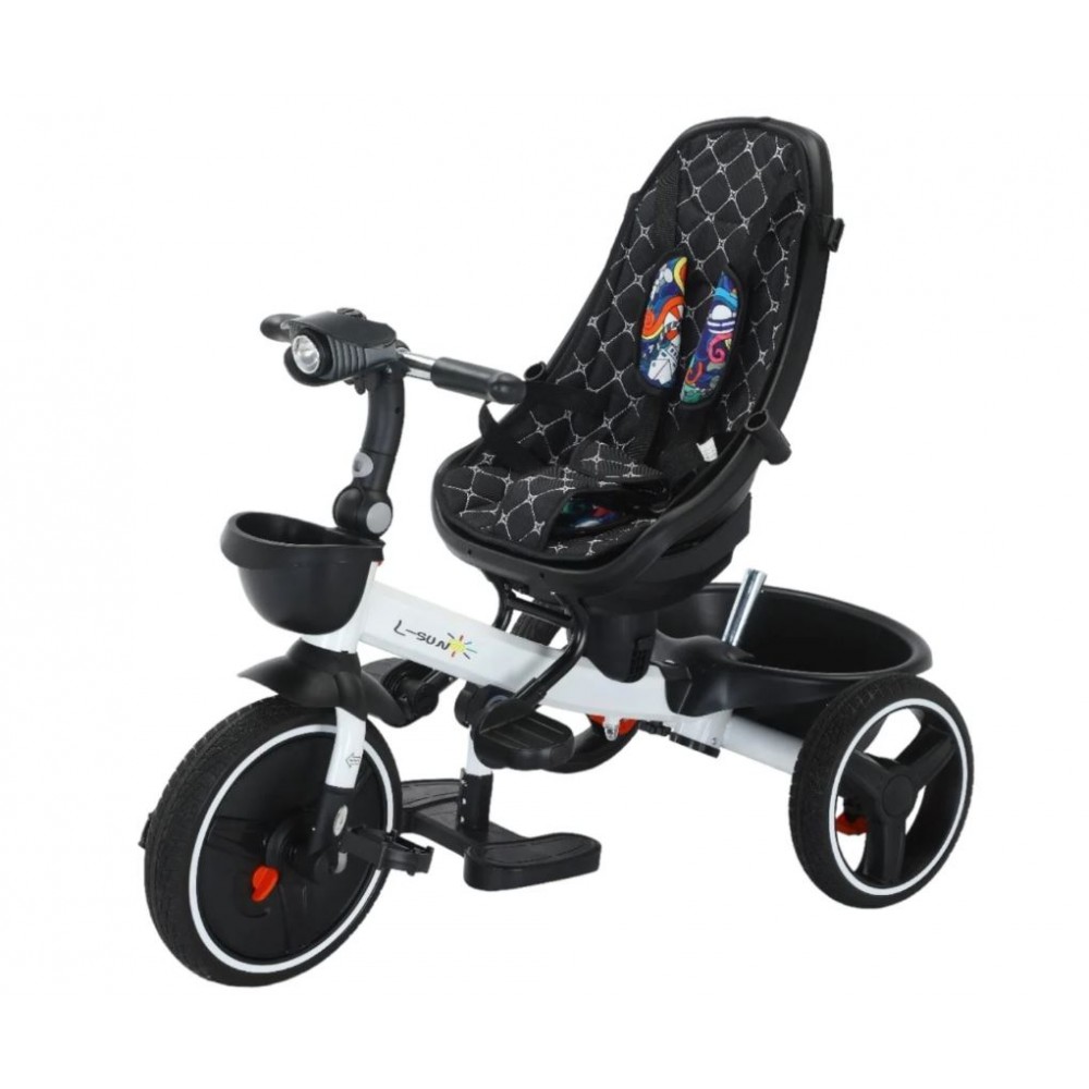 Tricicleta pliabila cu muzica si lumini, cu pozitie de somn si scaun reversibil, Varsta 8 luni+, SL01-Roz