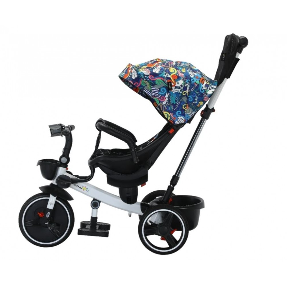 Tricicleta pliabila cu muzica si lumini, cu pozitie de somn si scaun reversibil, Varsta 8 luni+, SL01-Multicolor