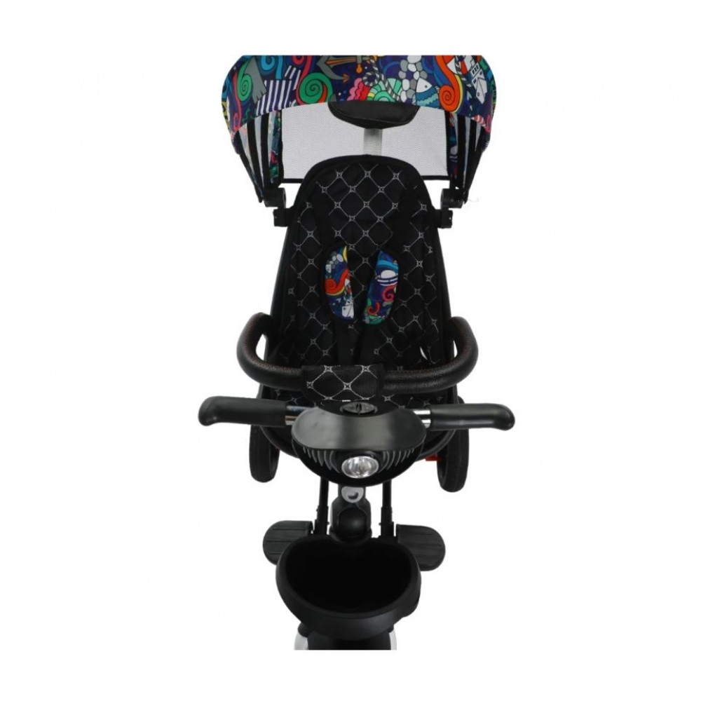Tricicleta pliabila cu muzica si lumini, cu pozitie de somn si scaun reversibil, Varsta 8 luni+, SL01-Multicolor