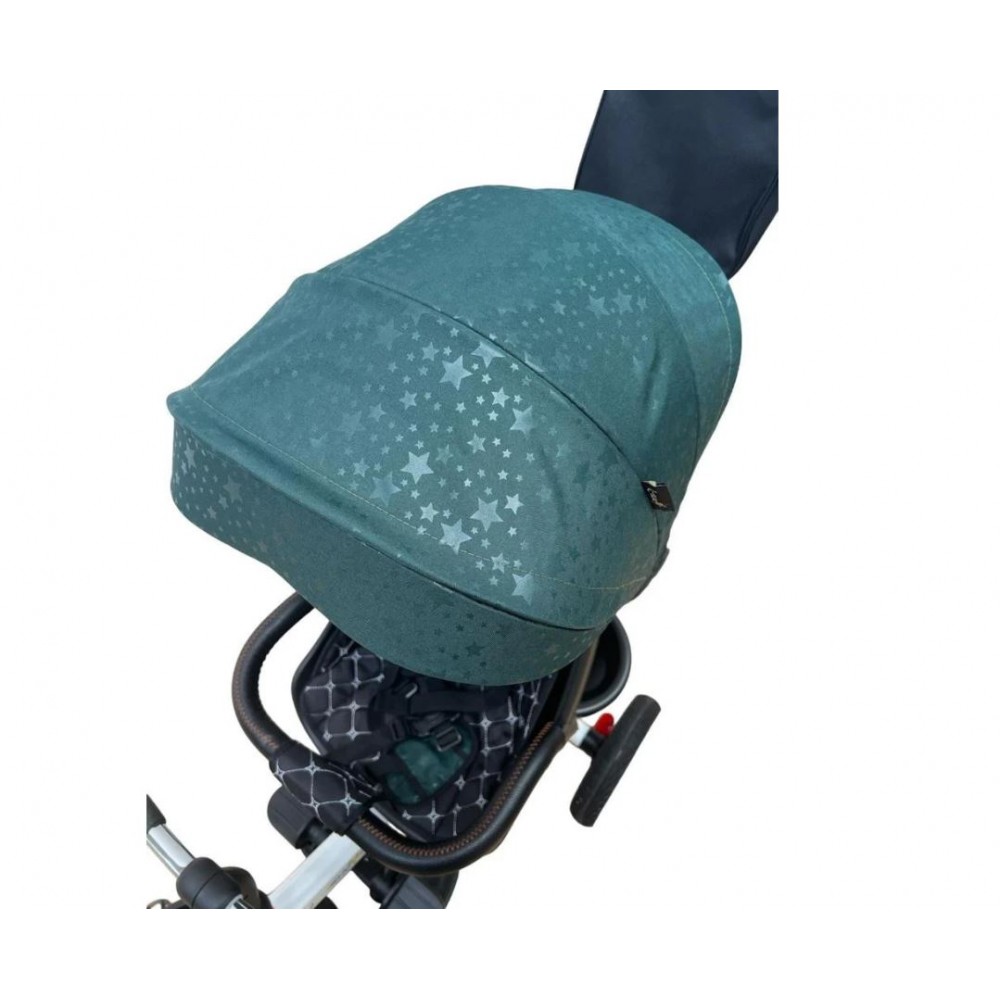 Tricicleta pliabila cu muzica si lumini, cu pozitie de somn si scaun reversibil, Varsta 8 luni+, SL01-Verde