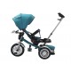 Tricicleta cu scaun reversibil tip moto cu far, pozitie de somn si scaun rotativ, 6-36 luni, lumini si muzica, SL03-Turcoaz