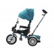 Tricicleta cu scaun reversibil tip moto cu far, pozitie de somn si scaun rotativ, 6-36 luni, lumini si muzica, SL03-Turcoaz