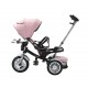 Tricicleta cu scaun reversibil tip moto cu far, pozitie de somn si scaun rotativ, 6-36 luni, lumini si muzica, SL03-Roz