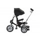Tricicleta cu scaun reversibil tip moto cu far, pozitie de somn si scaun rotativ, 6-36 luni, lumini si muzica, SL03-Negru