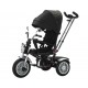 Tricicleta cu scaun reversibil tip moto cu far, pozitie de somn si scaun rotativ, 6-36 luni, lumini si muzica, SL03-Negru