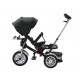 Tricicleta cu scaun reversibil tip moto cu far, pozitie de somn si scaun rotativ, 6-36 luni, lumini si muzica, SL03-Negru