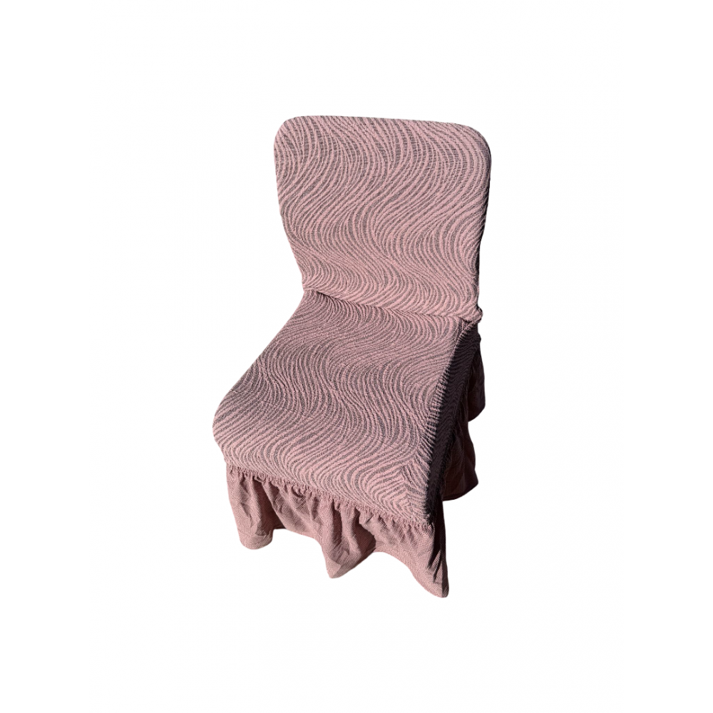Set 6 huse din Jacquard pentru scaune cu volanase, ROZ, HJ-01