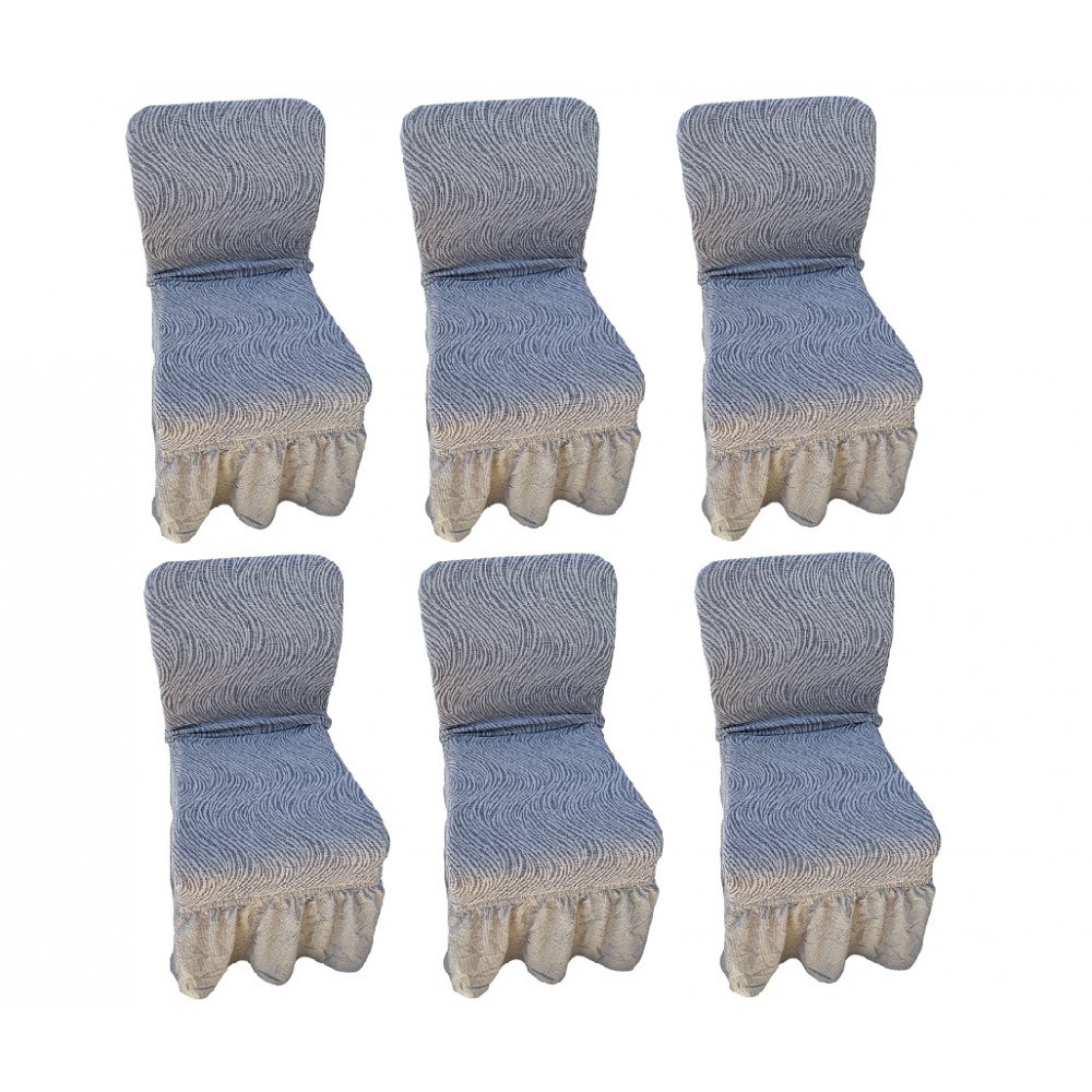 Set 6 huse din Jacquard pentru scaune cu volanase, CREM, HJ-02