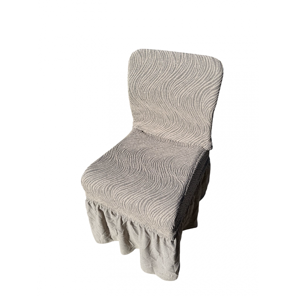 Set 6 huse din Jacquard pentru scaune cu volanase, BEJ, HJ-03