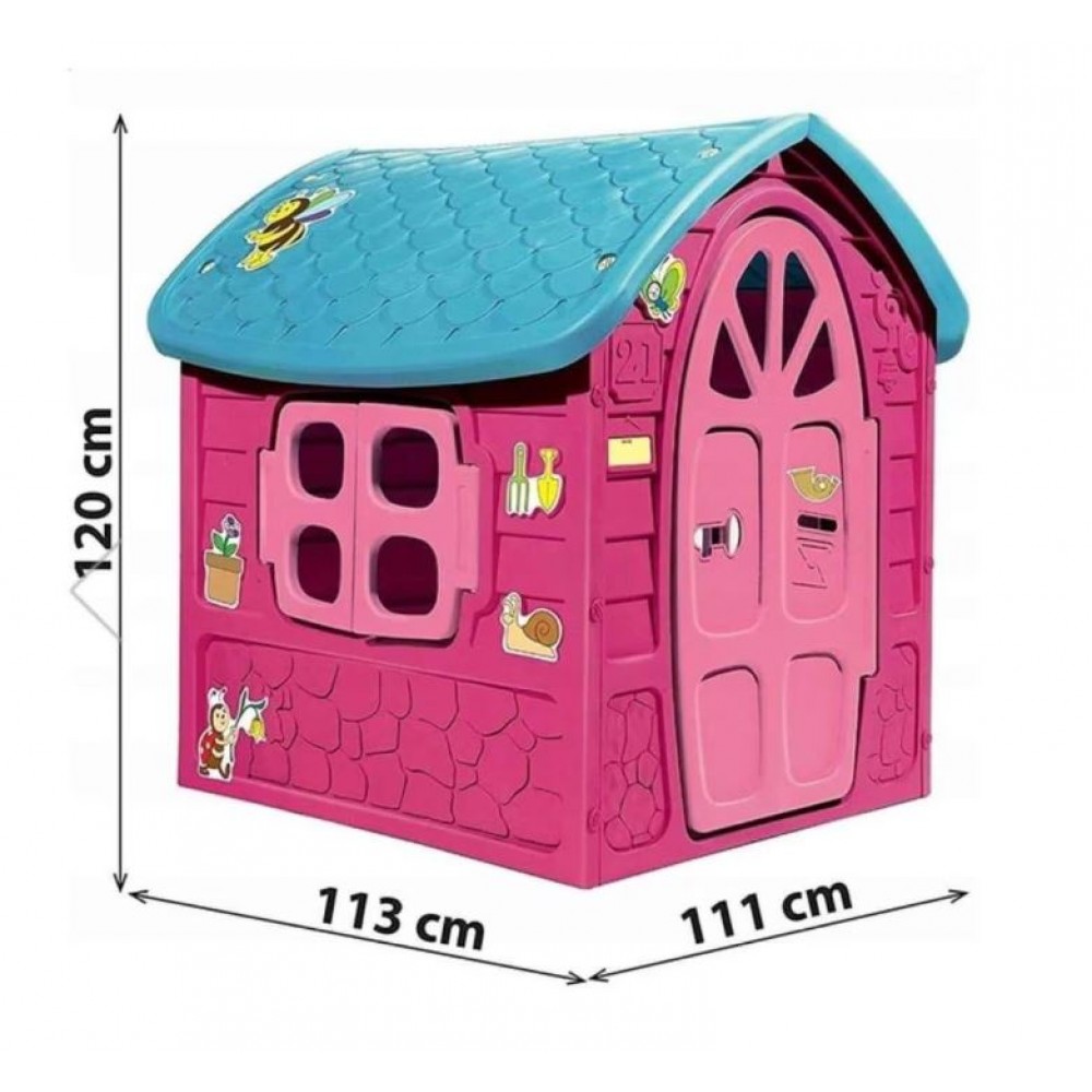 Casuta mare copii plastic roz cu turcoaz 120x111x113cm, LOJ-01