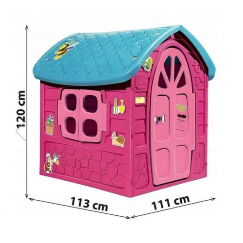 Casuta mare copii plastic roz cu turcoaz 120x111x113cm, LOJ-01